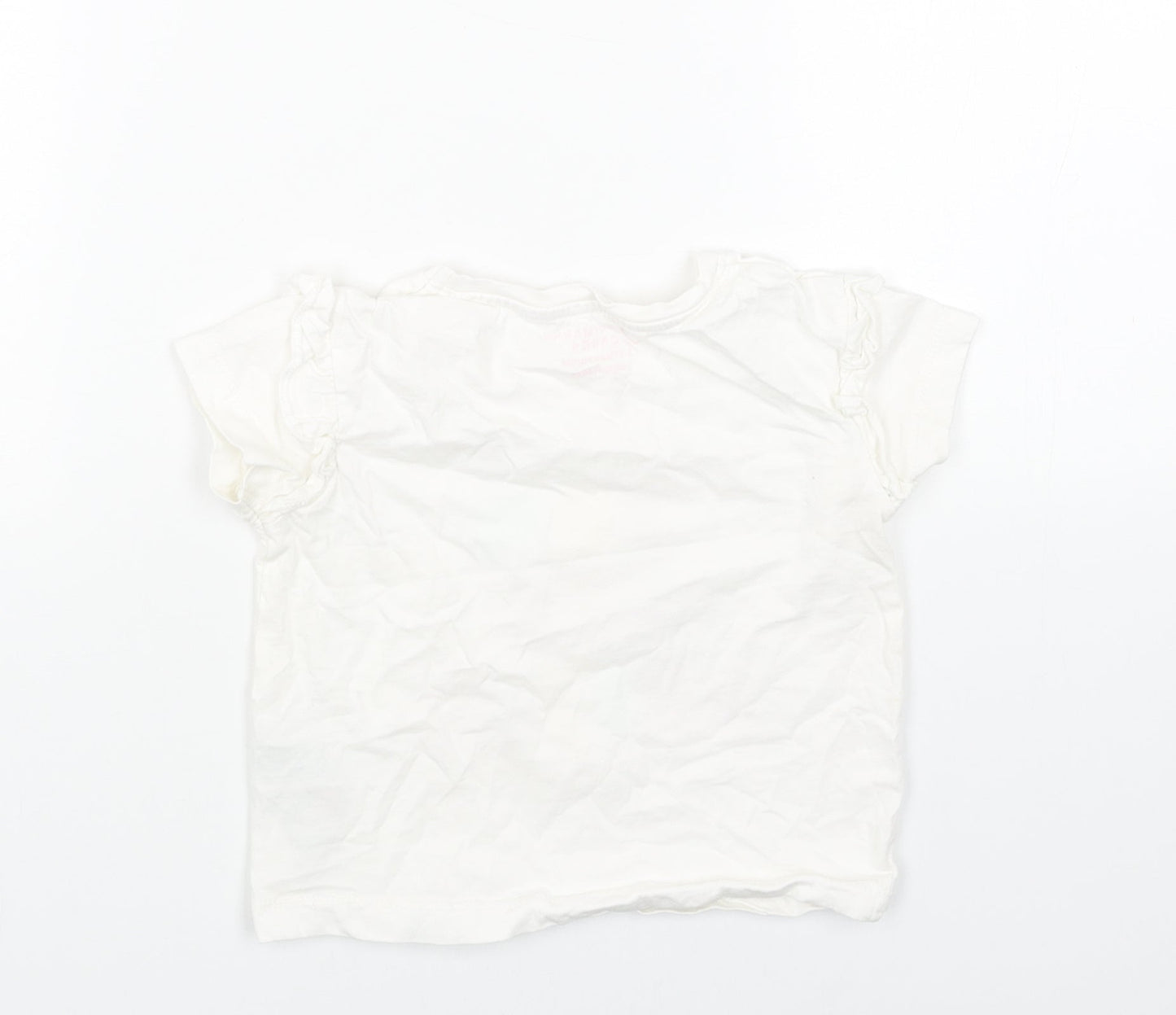 Primark Girls White Cotton Basic T-Shirt Size 2-3 Years Round Neck Pullover - You are Golden