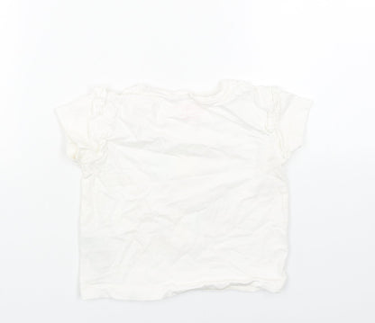 Primark Girls White Cotton Basic T-Shirt Size 2-3 Years Round Neck Pullover - You are Golden