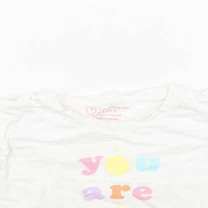 Primark Girls White Cotton Basic T-Shirt Size 2-3 Years Round Neck Pullover - You are Golden