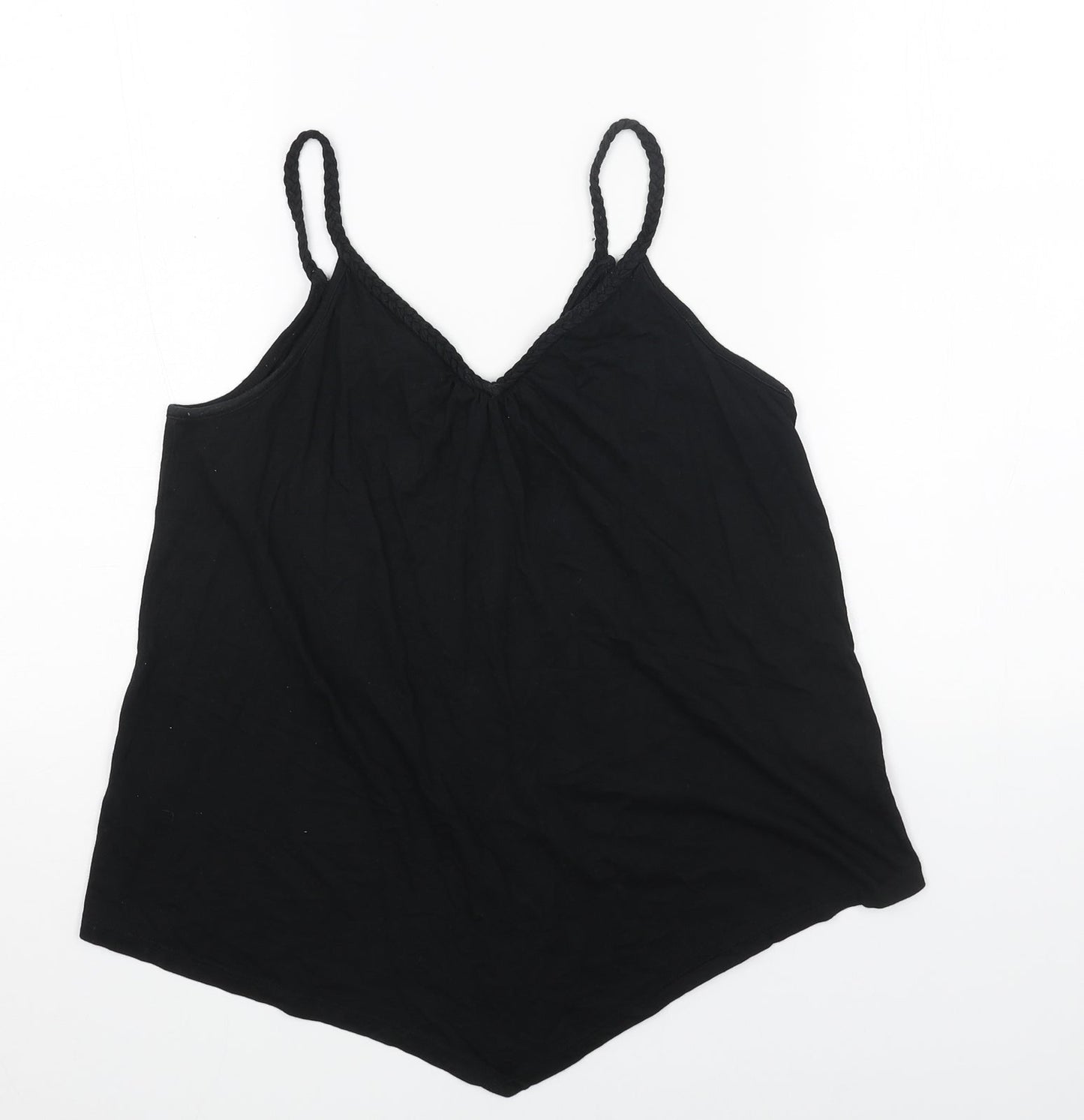 TU Womens Black Cotton Basic Tank Size 12 V-Neck