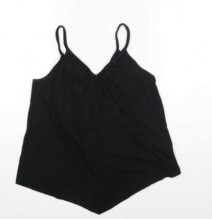 TU Womens Black Cotton Basic Tank Size 12 V-Neck