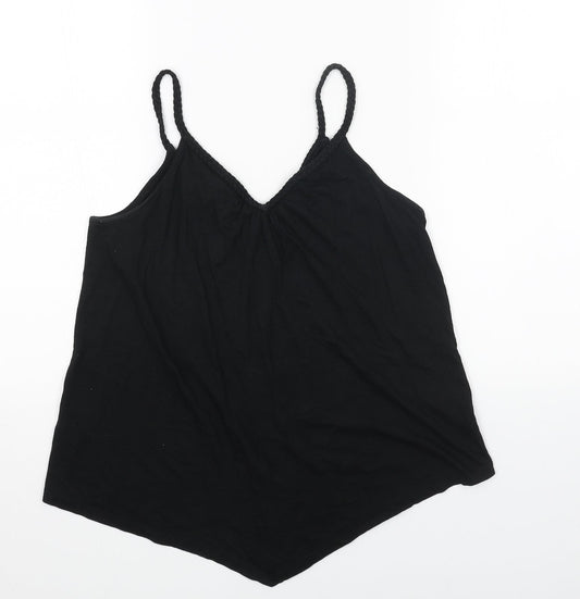 TU Womens Black Cotton Basic Tank Size 12 V-Neck