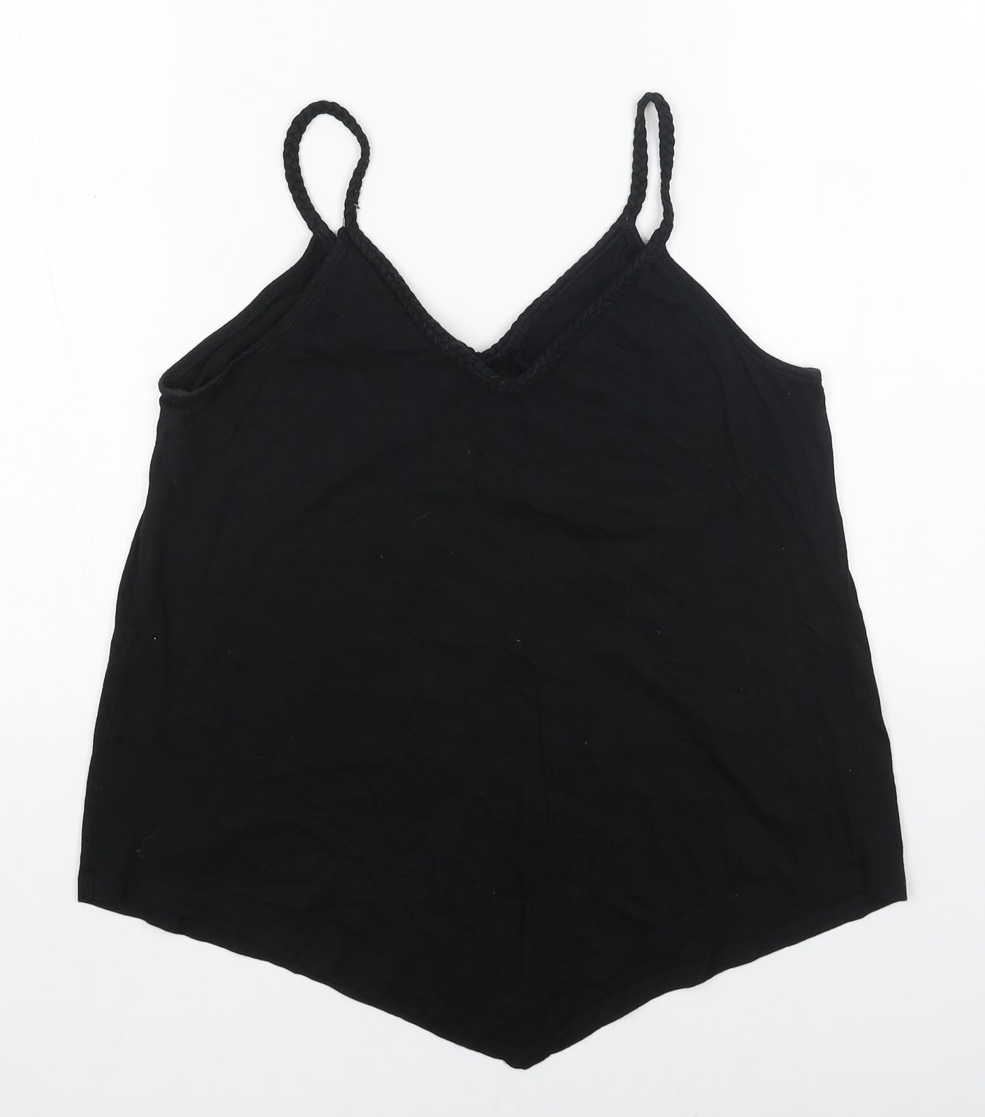 TU Womens Black Cotton Basic Tank Size 12 V-Neck