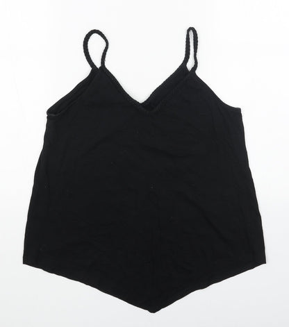 TU Womens Black Cotton Basic Tank Size 12 V-Neck