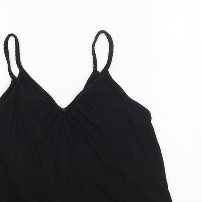 TU Womens Black Cotton Basic Tank Size 12 V-Neck