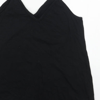 TU Womens Black Cotton Basic Tank Size 12 V-Neck