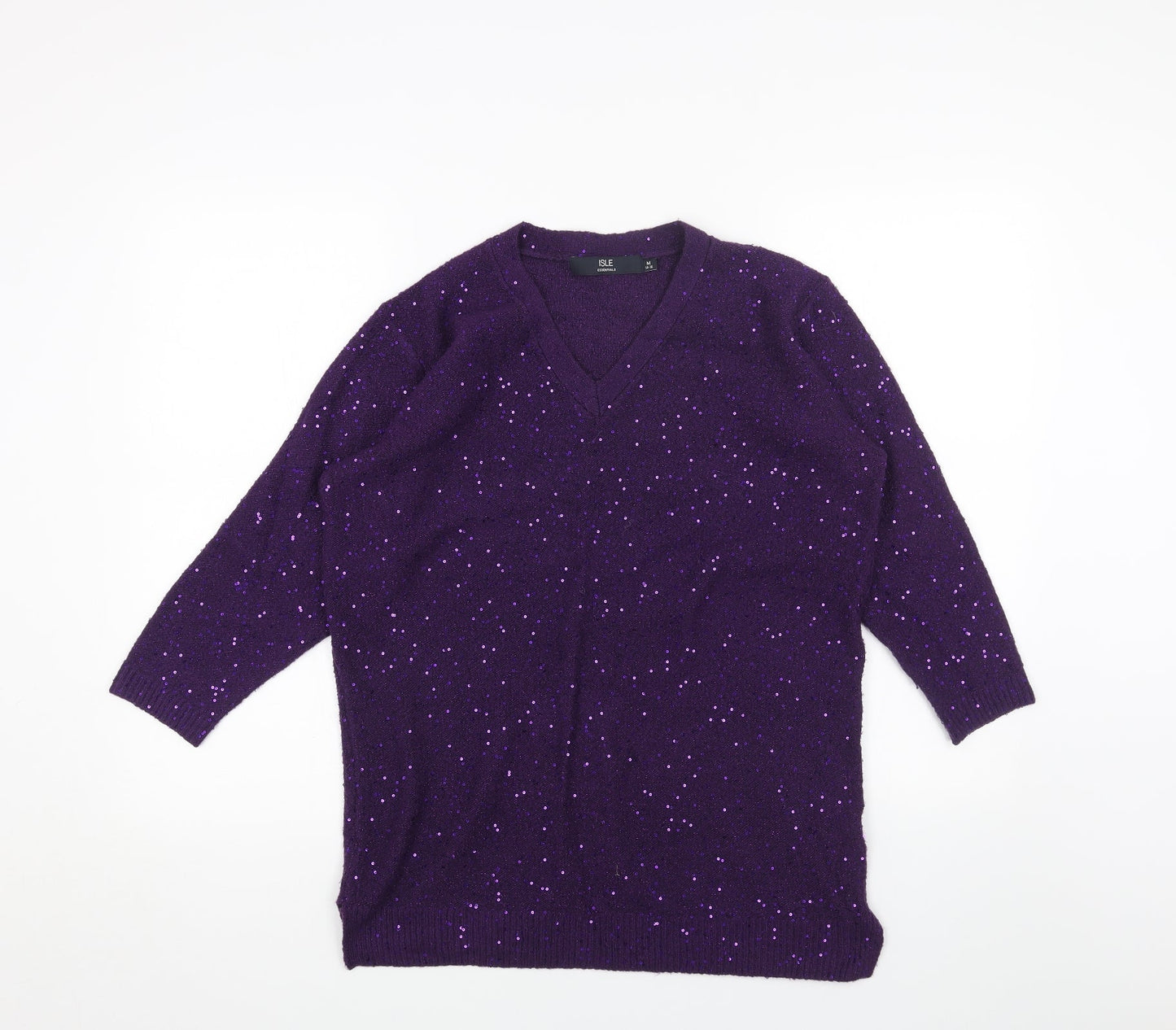 Womens UK Size M ISLE Purple Pullover Jumper
