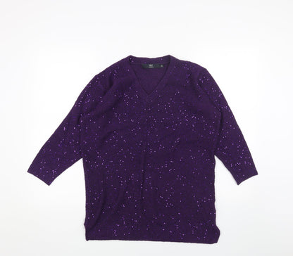 Womens UK Size M ISLE Purple Pullover Jumper