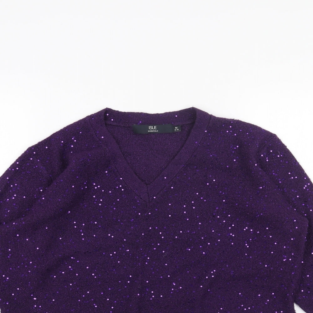 Womens UK Size M ISLE Purple Pullover Jumper
