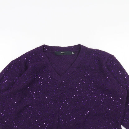 Womens UK Size M ISLE Purple Pullover Jumper