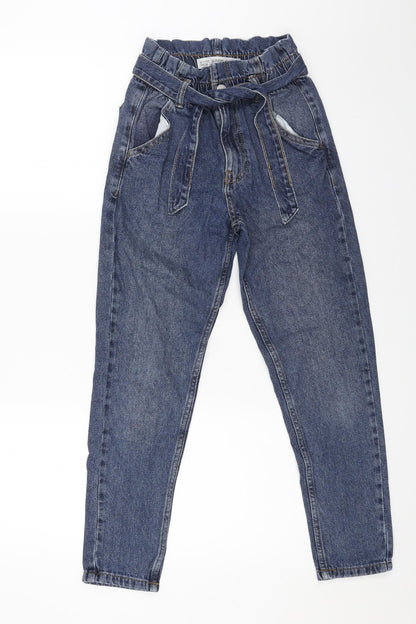 Denim & Co. Girls Blue Cotton Skinny Jeans Size 10-11 Years L24 in Regular Button