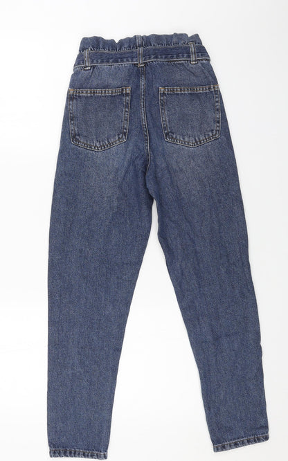 Denim & Co. Girls Blue Cotton Skinny Jeans Size 10-11 Years L24 in Regular Button