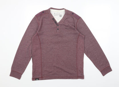 Easy Mens Red V-Neck Cotton Pullover Jumper Size M