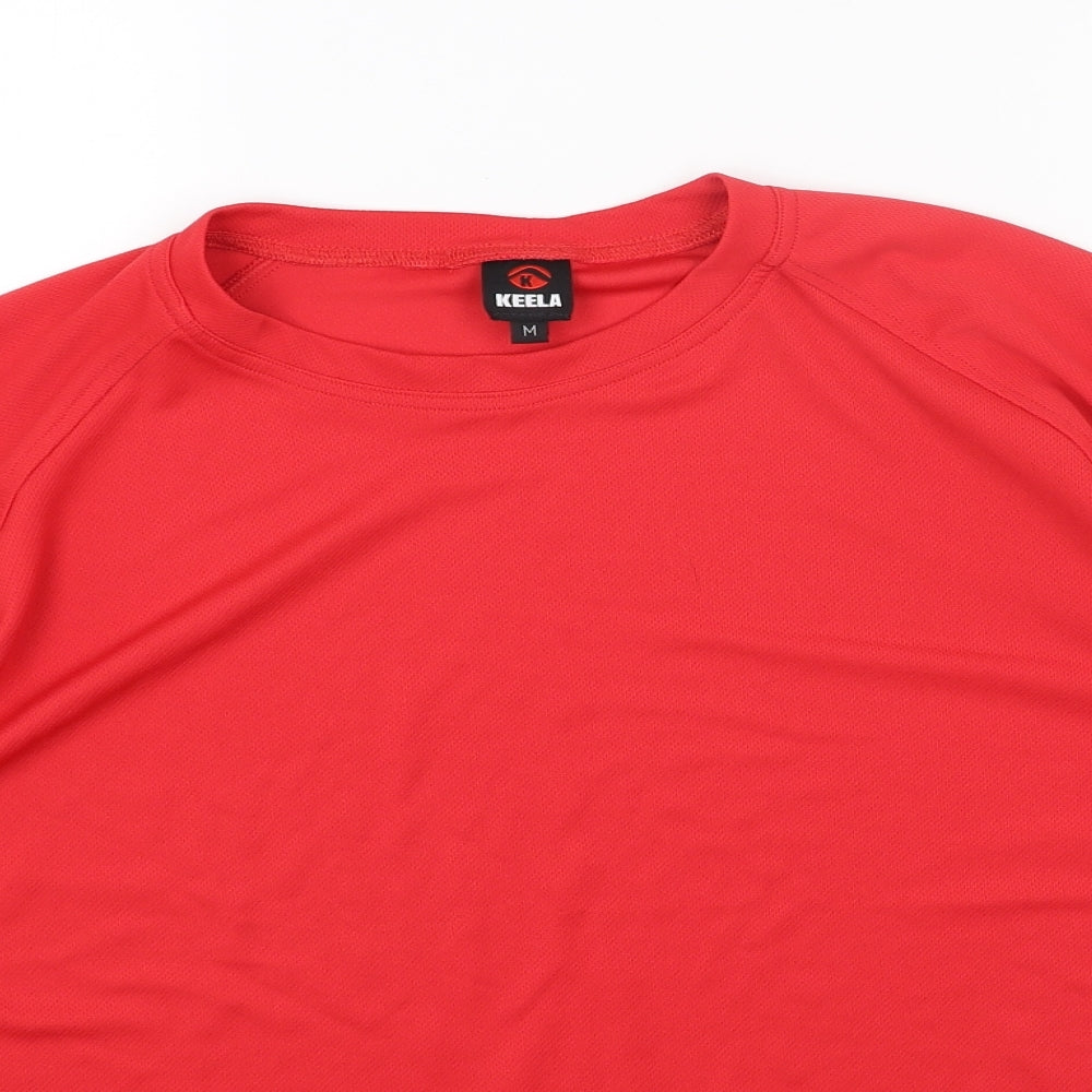 Keela Womens Red Polyester Basic T-Shirt Size M Scoop Neck
