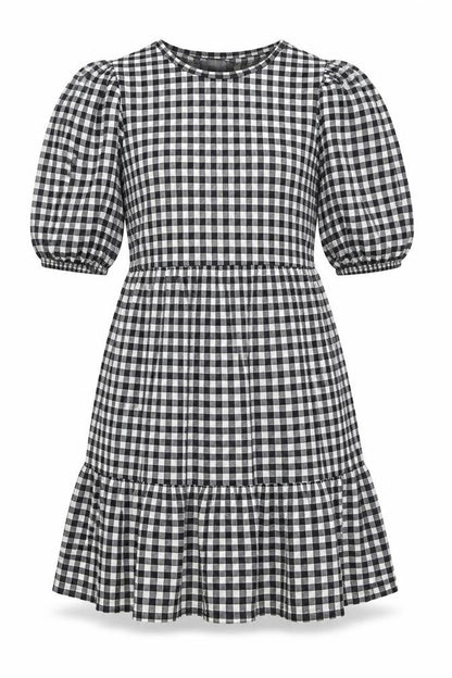 Primark Womens Black Check Polyester Fit & Flare Size 10 Round Neck Pullover
