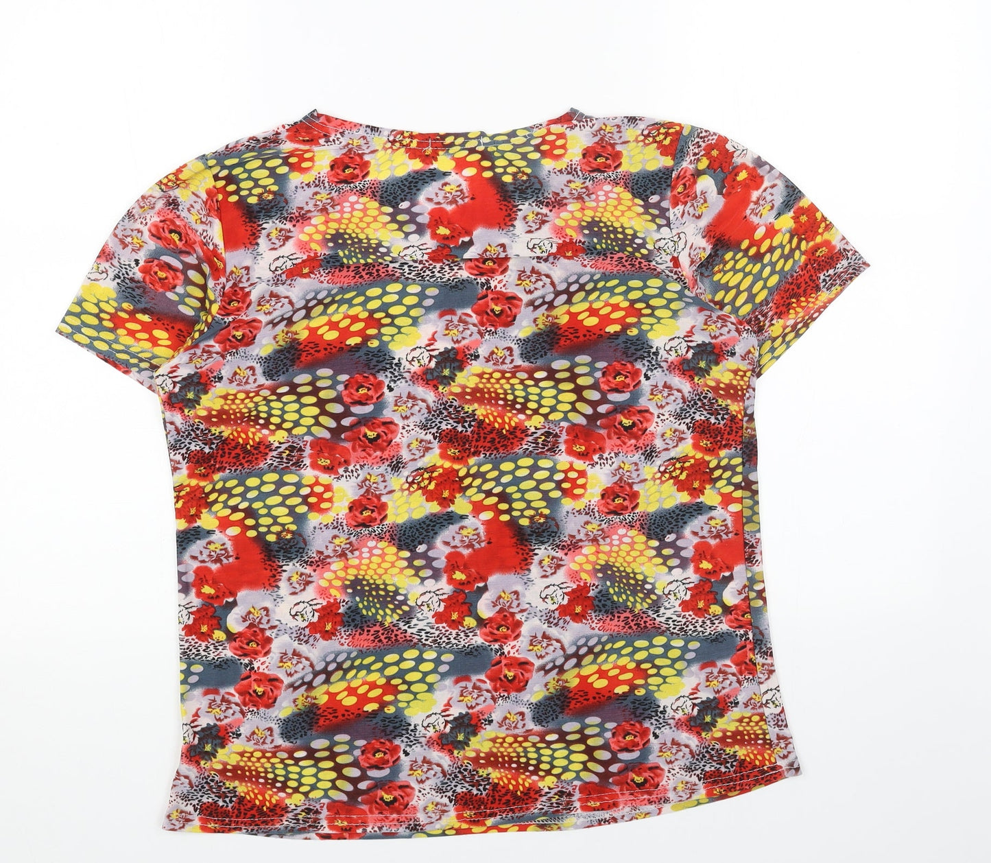 YU SHENG Womens Multicoloured Geometric Viscose Basic T-Shirt Size M Scoop Neck