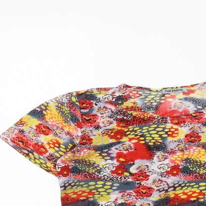 YU SHENG Womens Multicoloured Geometric Viscose Basic T-Shirt Size M Scoop Neck