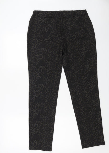 mudflowers Womens Brown Animal Print Viscose Trousers Size 14 L29 in Regular