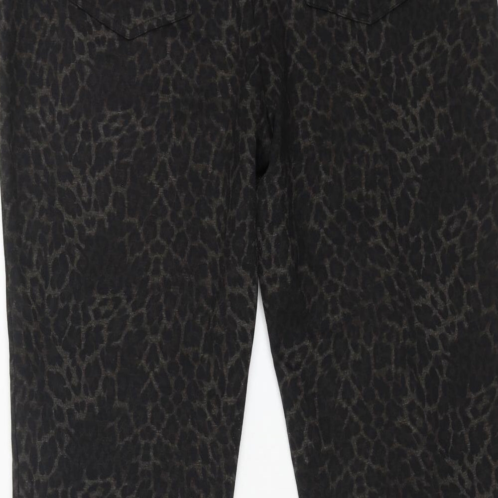 mudflowers Womens Brown Animal Print Viscose Trousers Size 14 L29 in Regular