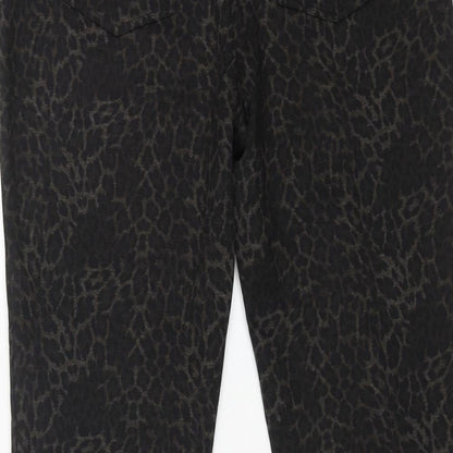 mudflowers Womens Brown Animal Print Viscose Trousers Size 14 L29 in Regular