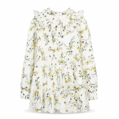 Nasty Gal Womens White Floral Polyester Trapeze & Swing Size M Round Neck Zip