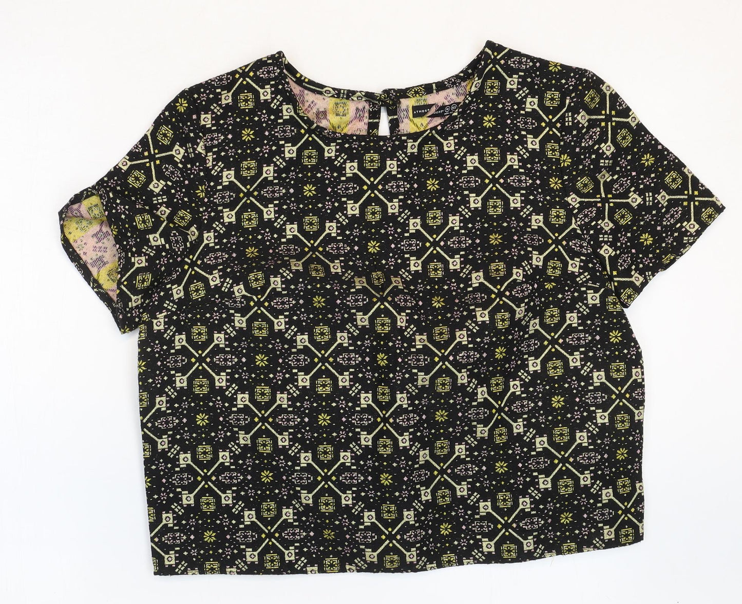 Womens UK Size 14 Atmosphere Black Basic T-Shirt