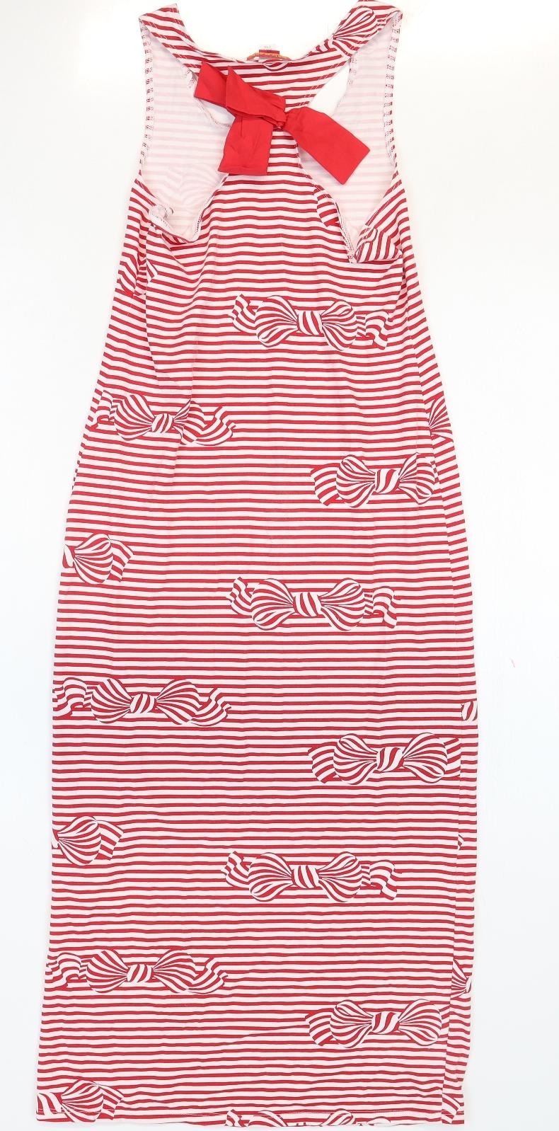 Kate Mack Womens Red Striped Cotton Tank Dress Size 12 Scoop Neck Pullover - Bow Pattern