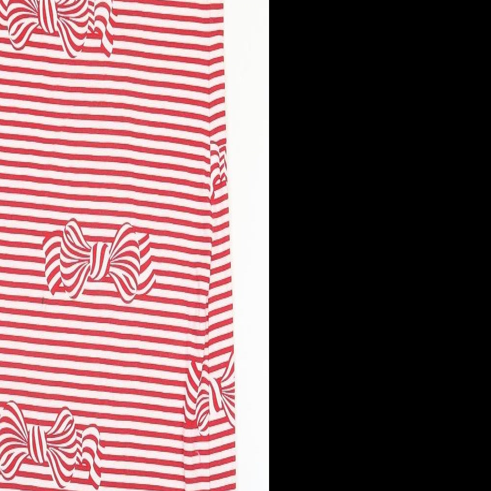 Kate Mack Womens Red Striped Cotton Tank Dress Size 12 Scoop Neck Pullover - Bow Pattern