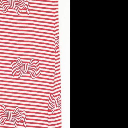 Kate Mack Womens Red Striped Cotton Tank Dress Size 12 Scoop Neck Pullover - Bow Pattern