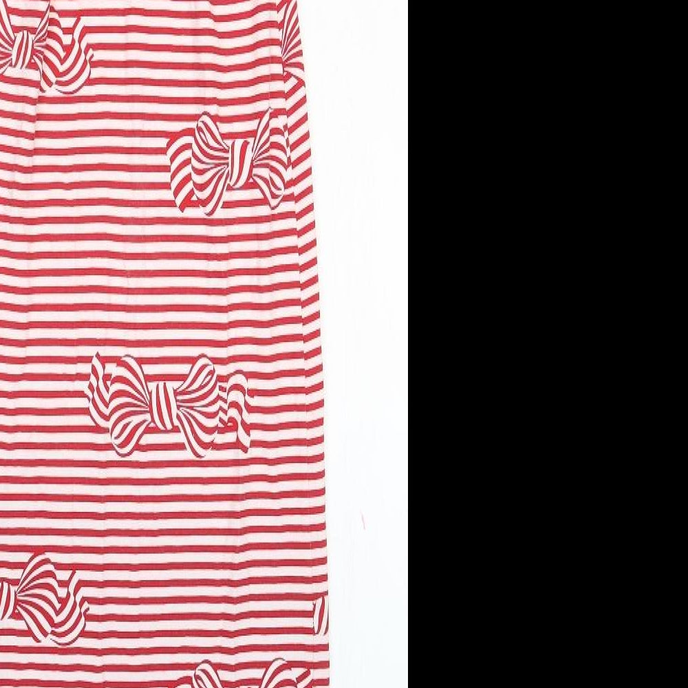 Kate Mack Womens Red Striped Cotton Tank Dress Size 12 Scoop Neck Pullover - Bow Pattern