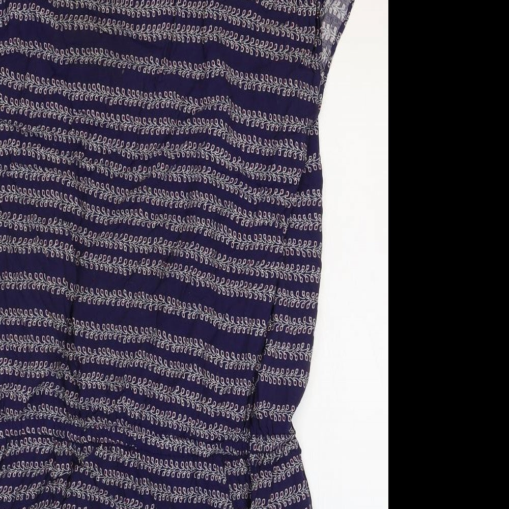 Gap Womens Blue Geometric Viscose Shift Size L Boat Neck Pullover