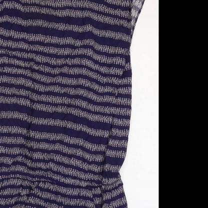 Gap Womens Blue Geometric Viscose Shift Size L Boat Neck Pullover