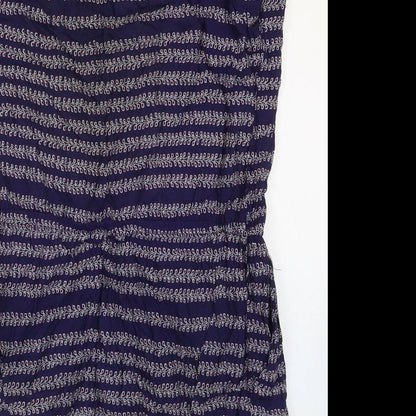 Gap Womens Blue Geometric Viscose Shift Size L Boat Neck Pullover