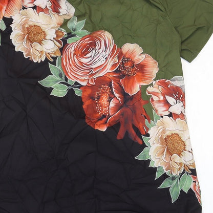 Shelay Womens Multicoloured Polyester Basic T-Shirt Size S Round Neck - Flower Detail