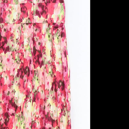 Amphora Womens Pink Floral Cotton Sheath Size 8 Boat Neck Zip