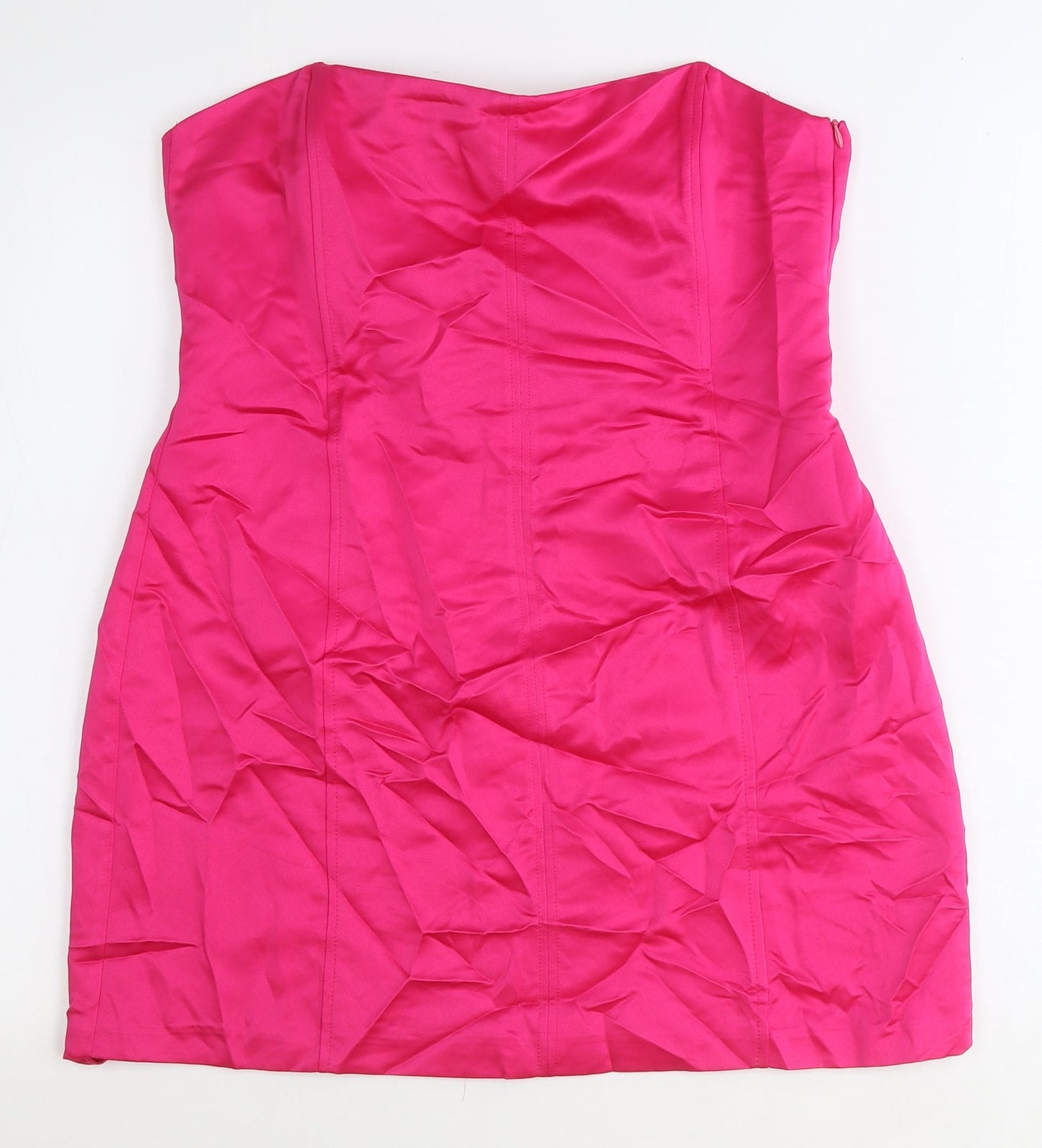Zara Womens Pink Polyester Mini Size L Off the Shoulder Zip