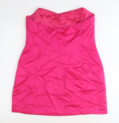 Zara Womens Pink Polyester Mini Size L Off the Shoulder Zip