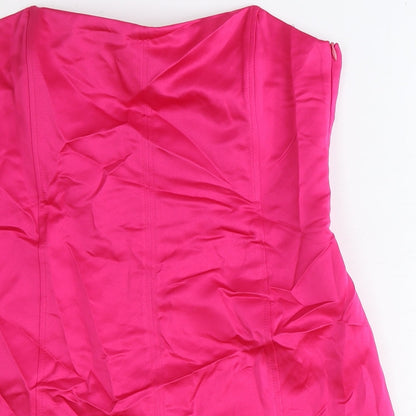 Zara Womens Pink Polyester Mini Size L Off the Shoulder Zip