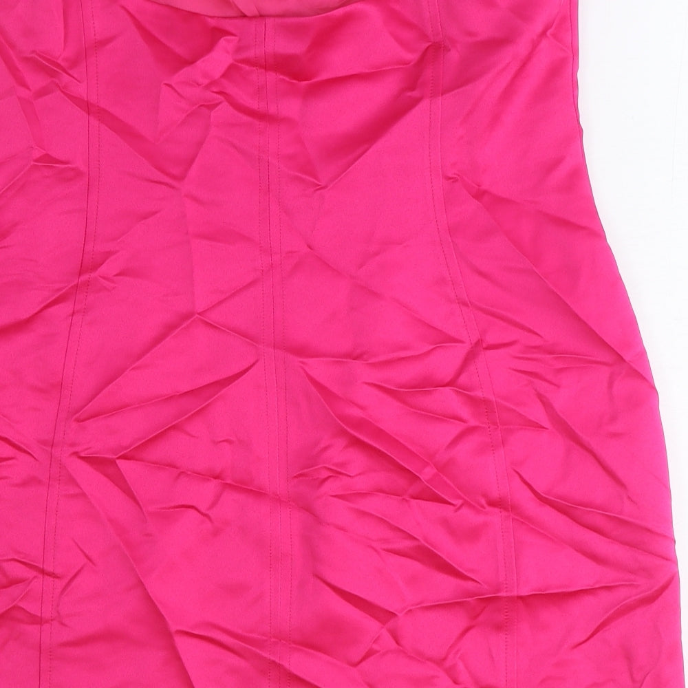 Zara Womens Pink Polyester Mini Size L Off the Shoulder Zip