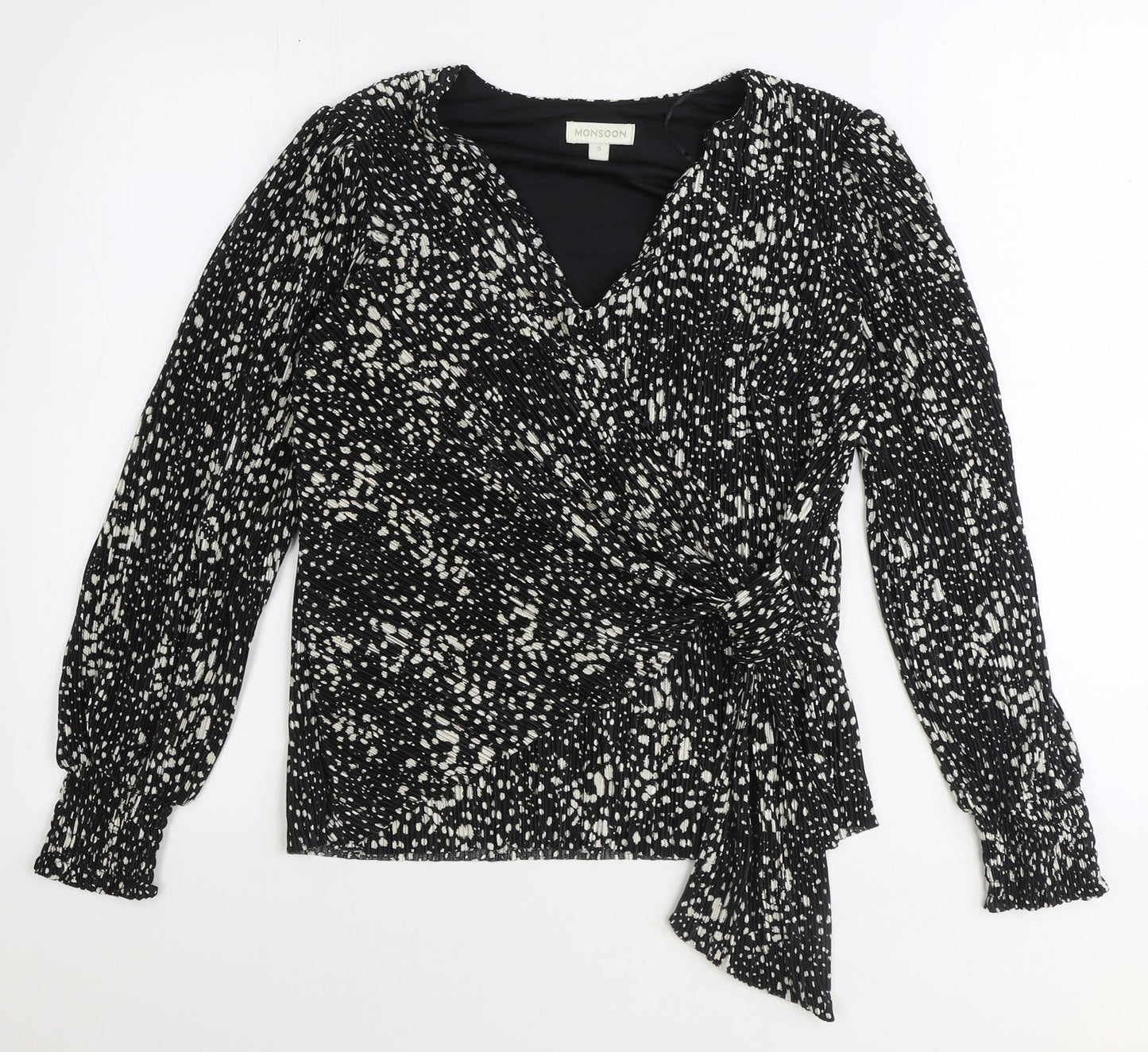 Womens UK Size S Monsoon Black Wrap Blouse
