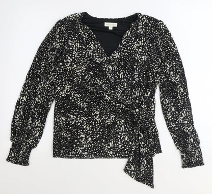 Womens UK Size S Monsoon Black Wrap Blouse