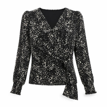 Womens UK Size S Monsoon Black Wrap Blouse