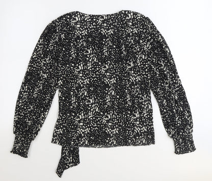 Womens UK Size S Monsoon Black Wrap Blouse