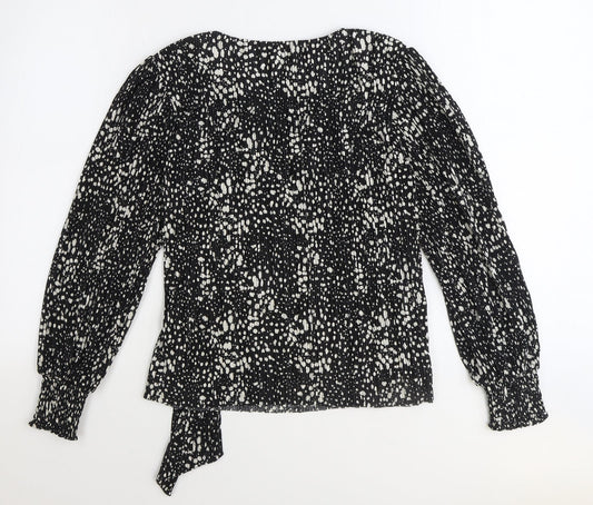 Womens UK Size S Monsoon Black Wrap Blouse