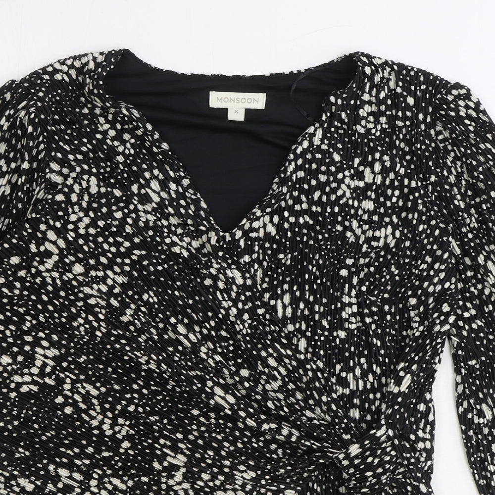 Womens UK Size S Monsoon Black Wrap Blouse