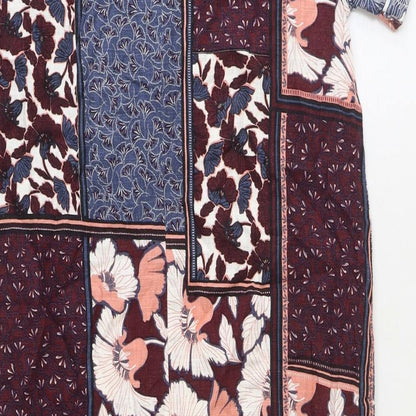 NEXT Womens Multicoloured Geometric Linen Shift Size 10 V-Neck Button