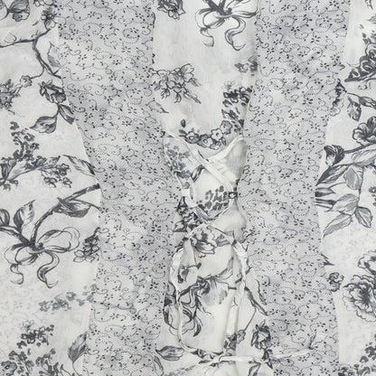 George Womens Grey Floral Polyester Basic Button-Up Size 12 V-Neck