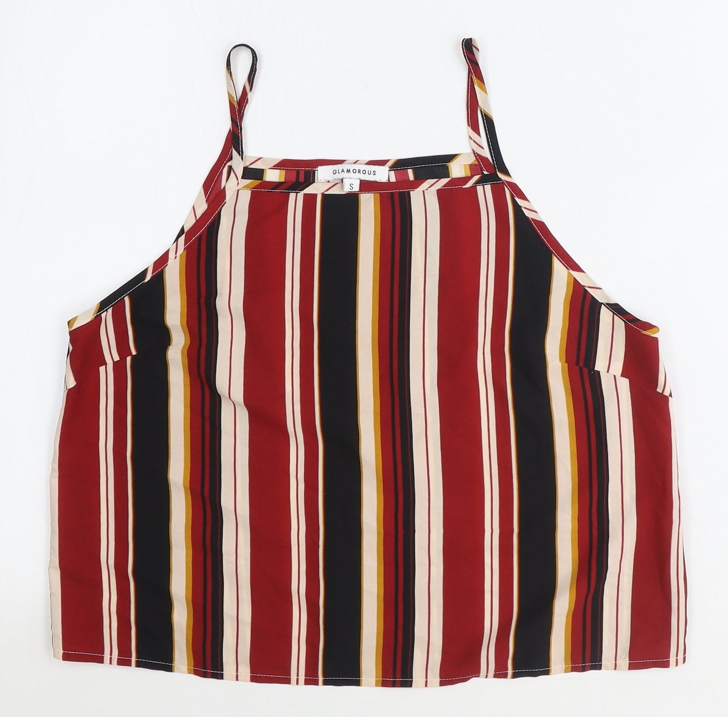 Glamorous Womens Multicoloured Striped Polyester Camisole Tank Size S Square Neck