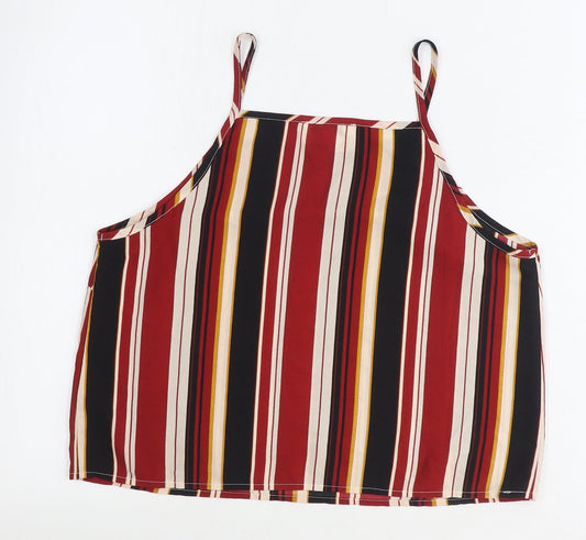 Glamorous Womens Multicoloured Striped Polyester Camisole Tank Size S Square Neck