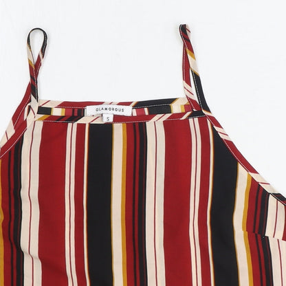 Glamorous Womens Multicoloured Striped Polyester Camisole Tank Size S Square Neck